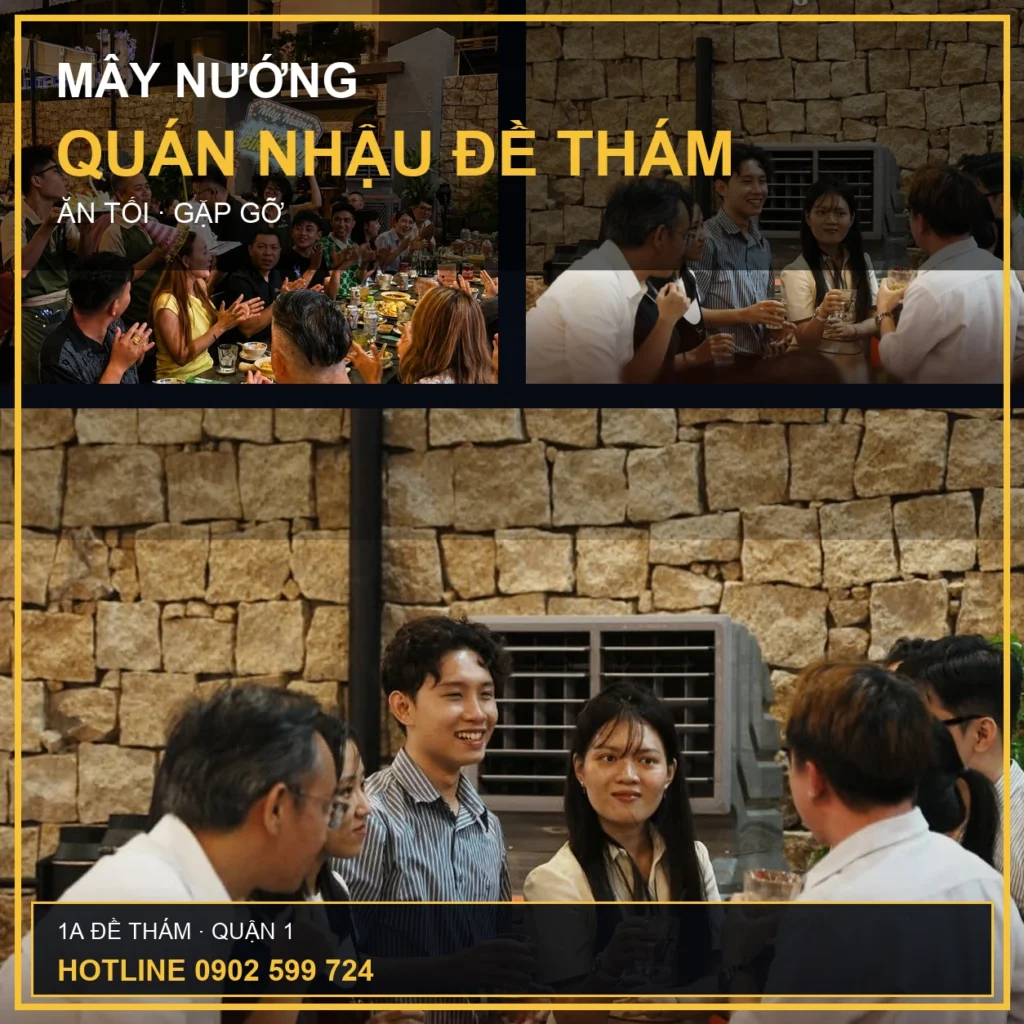 Quán nhậu Đề Thám Mây Nướng với nhóm khách dùng bữa